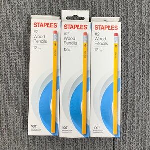 3 Boxes Staples #2 Wood Pencils Smudge-free Erasing Hexagon Barrell 12 per box